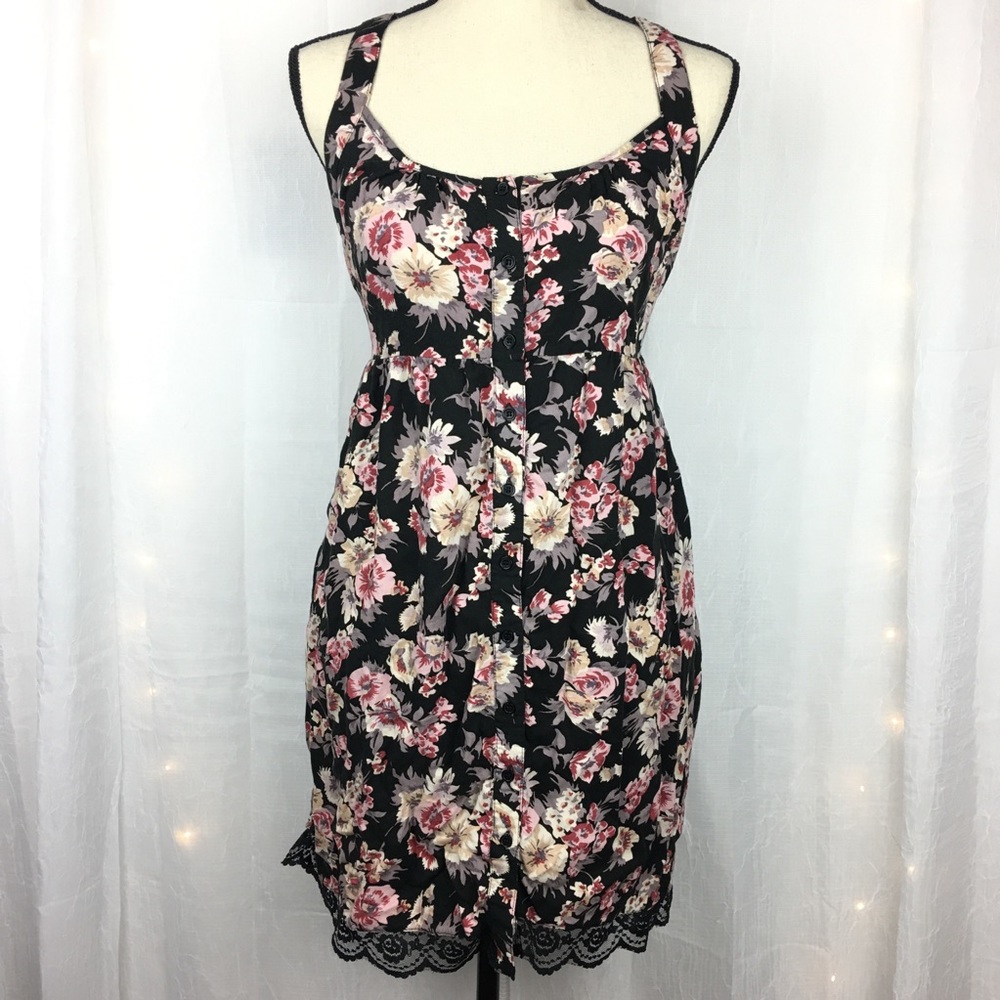Pocketed Lace Back Button Front Dress